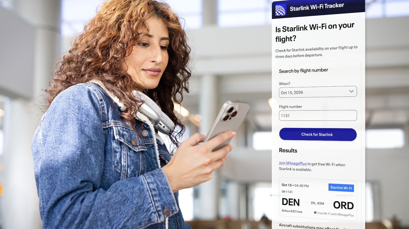 United Airlines Starlink Wi-Fi tracker