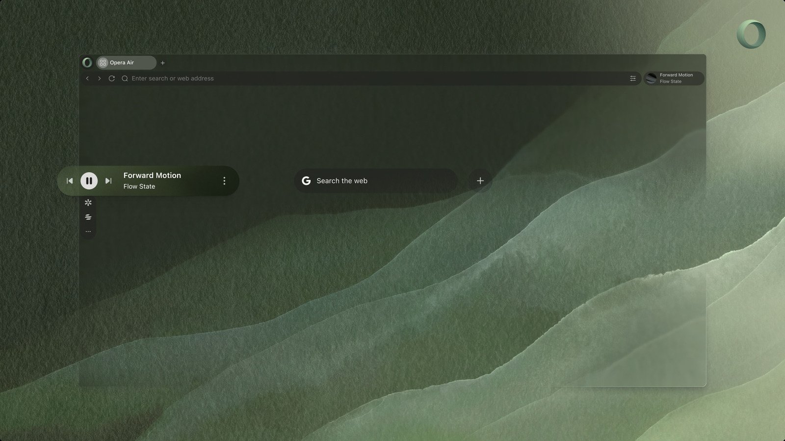 Minimalist Opera Air browser interface