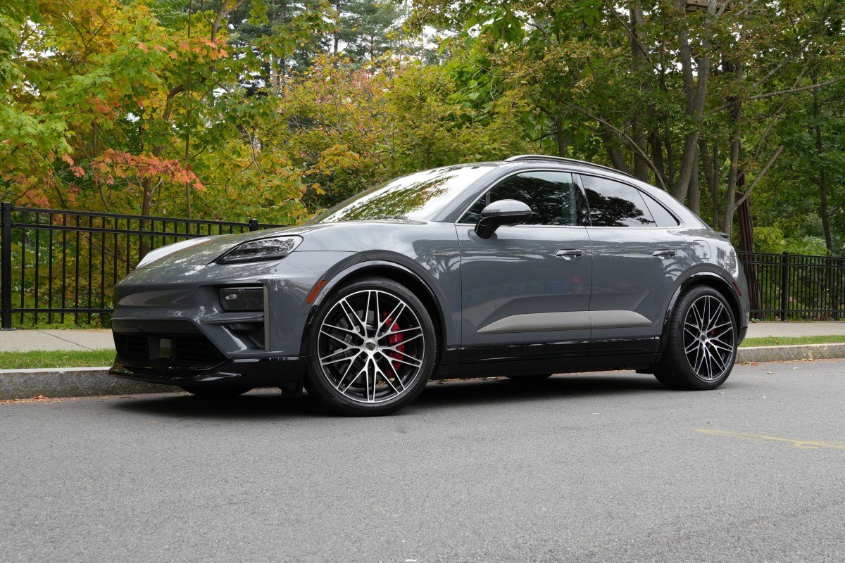 The sleek Porsche Macan Turbo parked