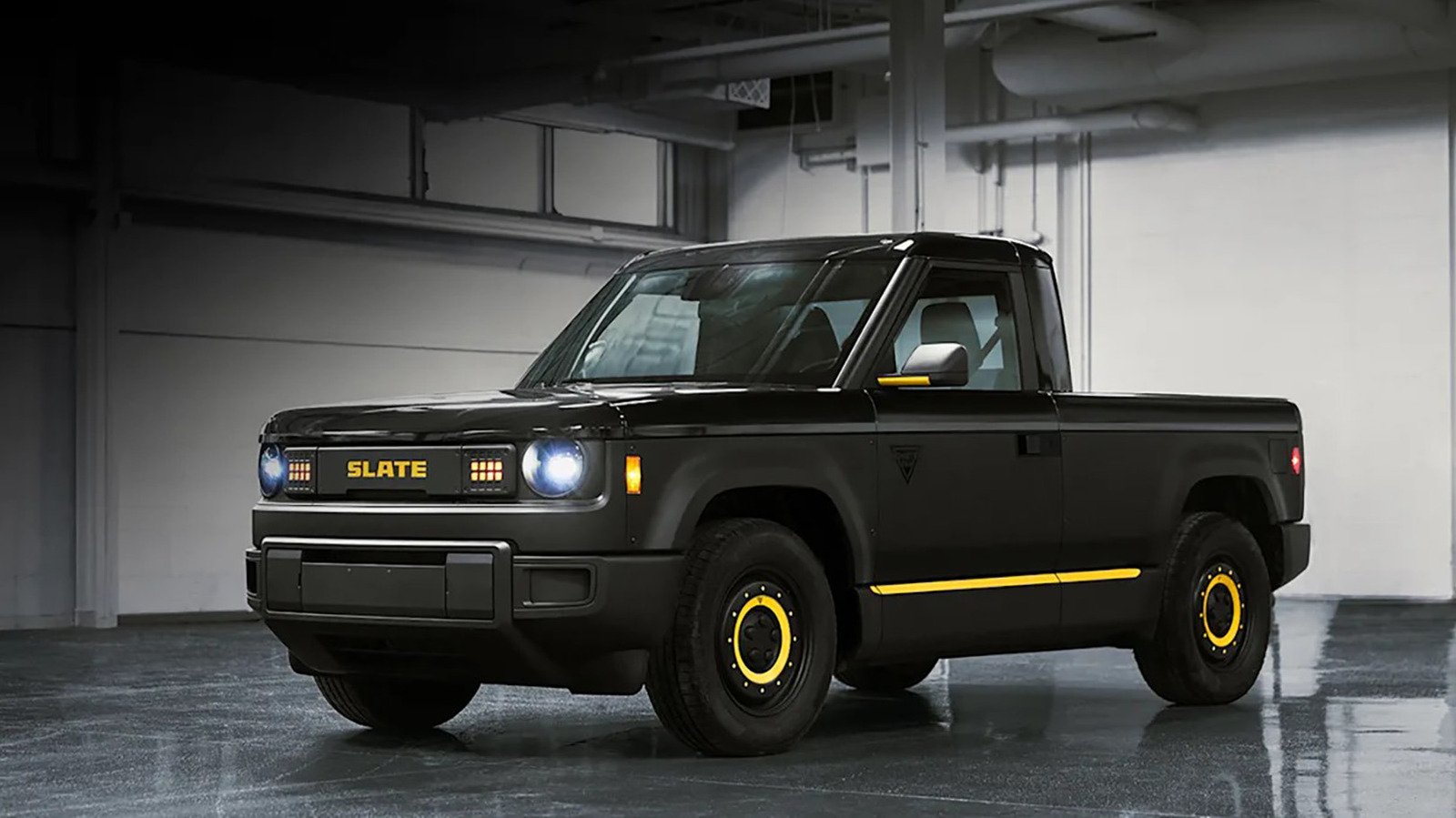 The minimalist Slate truck interior