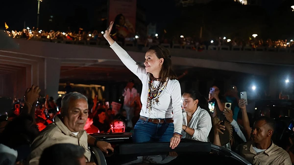 Maria Corina Machado addressing supporters