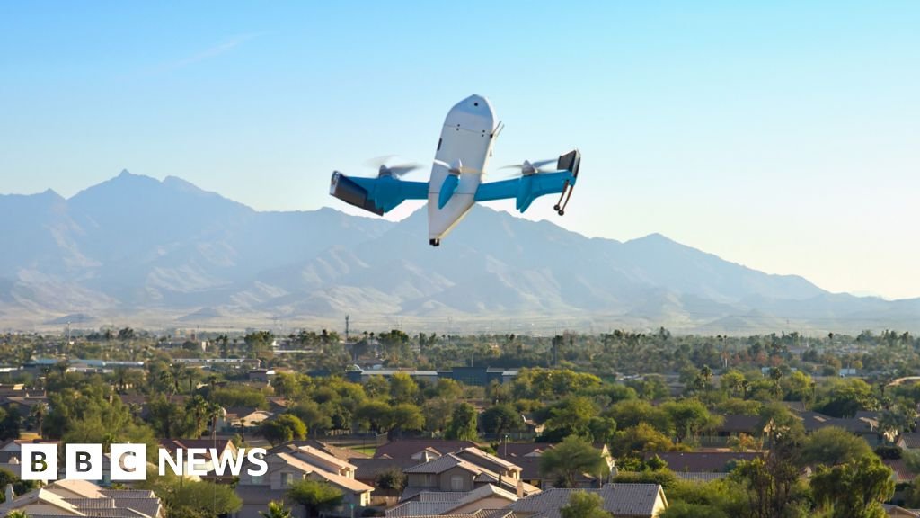 delivery drones flying overhead
